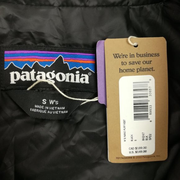 NWT 2022 Patagonia Vest Nano Puff Full Zip Black Womens Small 84247 $149 - Picture 3 of 10